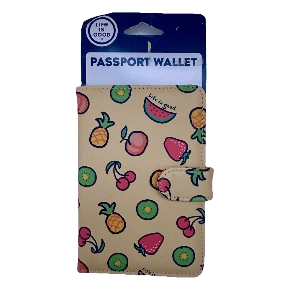 Life Is Good Yellow Passport Holder Passport Wallet with Interior Card Slots New